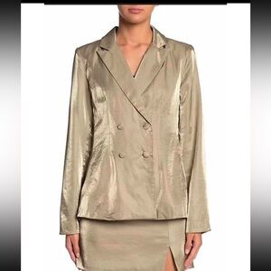 Metallic Gold Double-Breasted Blazer